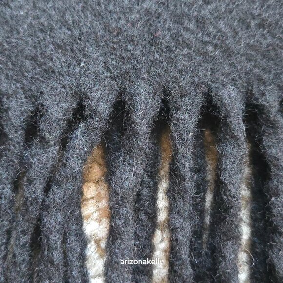 Oversized THICK Wool Wrap Flawless Black Fringe Men's Tall Plus - Picture 4 of 15